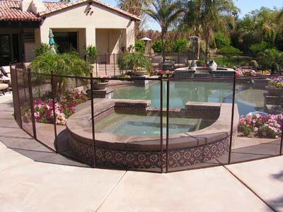 Brown Mesh Removable Pool Fence - California Pool GuardCalifornia Pool ...